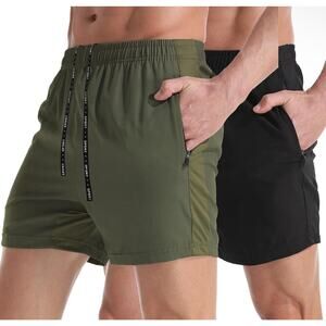 NEW! Men’s 2-Pack VPOS Gym Workout Athletic Shorts - Black, Army Green Sz Large